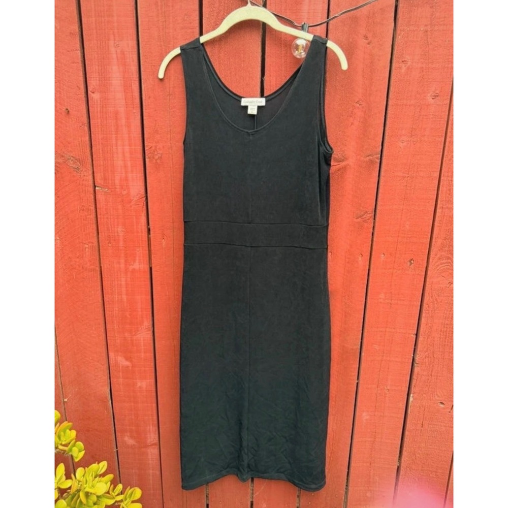 Coldwater Creek Women's PS Petite Small Black Sleeveless Midi Dress Stretch